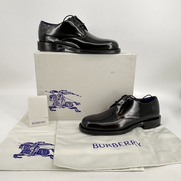Burberry Men's Black Leather Derby Dress Shoes US 9 EU 42